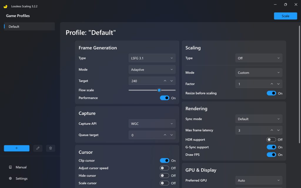 Lossless Scaling Giao diện