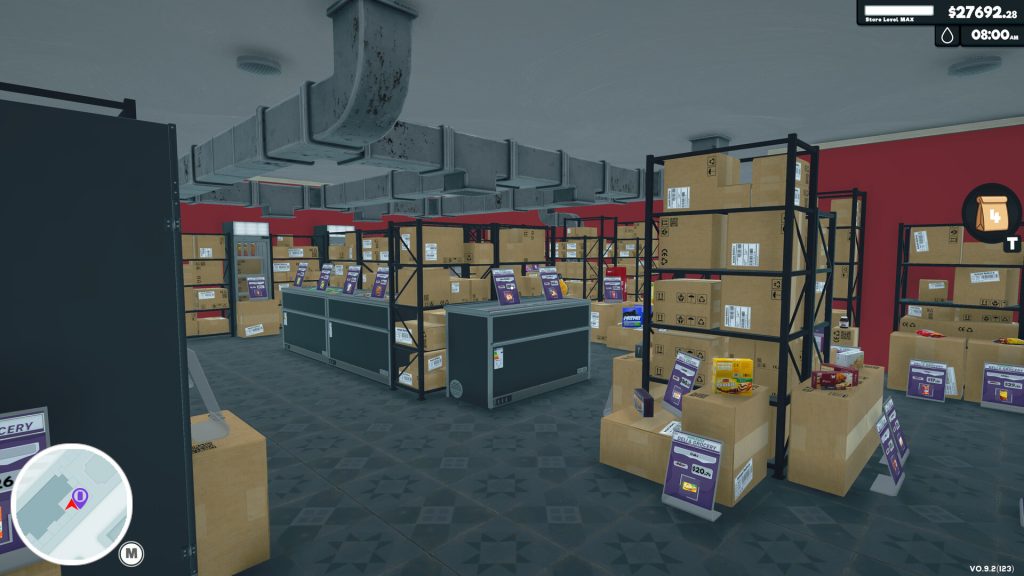 Kho hàng trong Supermarket Simulator